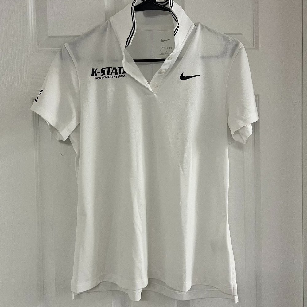 EUC Nike Dri-Fit Women's Basketball Polo Kansas State White Sz MED